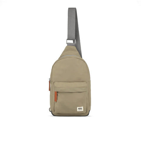 Roka Willesden B Large Taupe Recycled Canvas Cross Body Bag