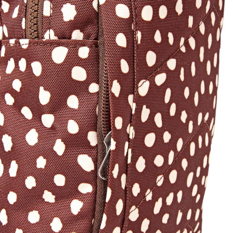 Roka Willesden B Large Sling Brown Dot Recycled Canvas Cross Body Bag