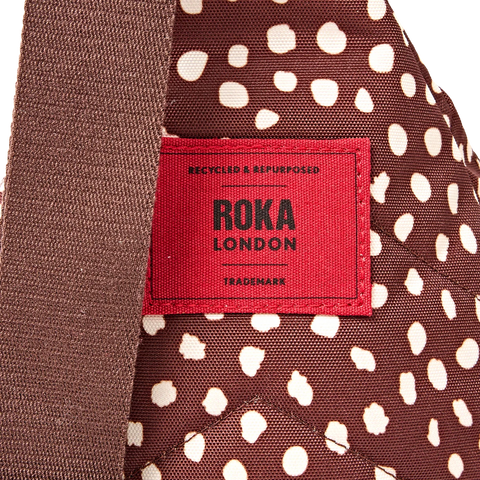 Roka Willesden B Large Sling Brown Dot Recycled Canvas Cross Body Bag