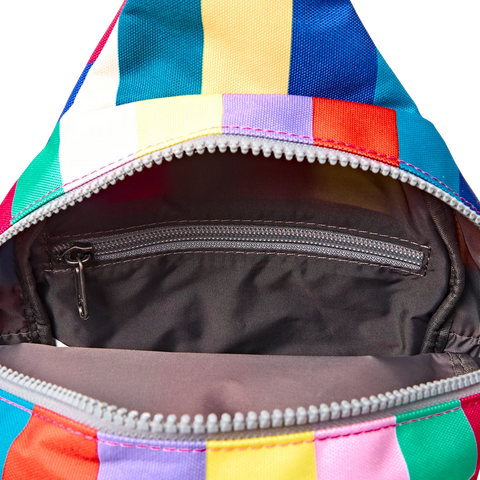 Roka Willesden B Large Sling Wide Multi Stripe Recycled Canvas Cross Body Bag