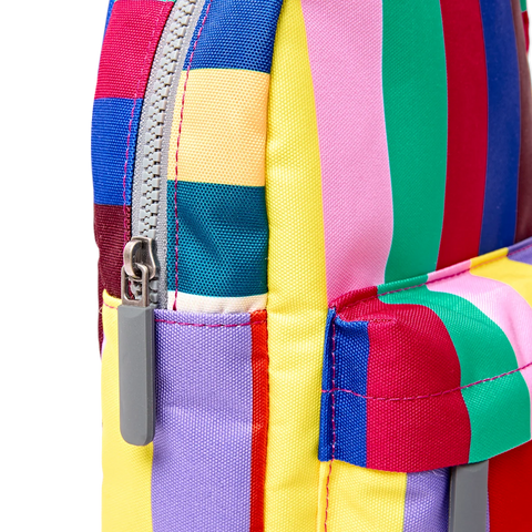Roka Willesden B Large Sling Wide Multi Stripe Recycled Canvas Cross Body Bag