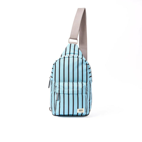 Roka Willesden B Large Sling Blue Stripe Recycled Nylon Cross Body Bag