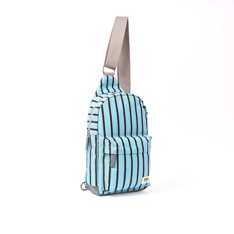 Roka Willesden B Large Sling Blue Stripe Recycled Nylon Cross Body Bag