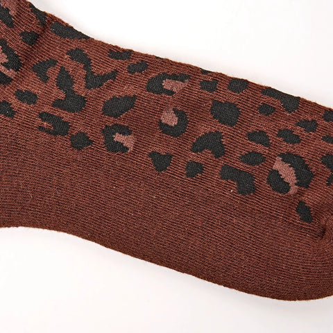 Roka Wimbledon Mini Leopard Womens Organic Cotton Super Comfy Stylish Crew Socks