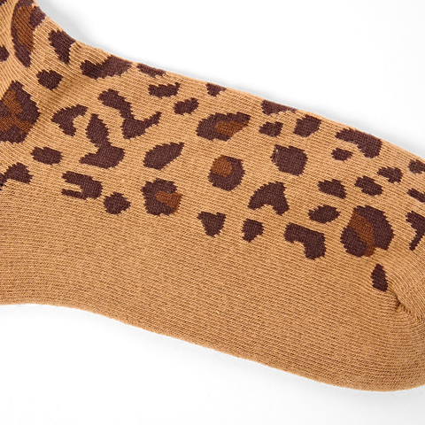 Roka Wimbledon Savannah Leopard Sand Womens Organic Cotton Super Comfy Stylish Crew Socks