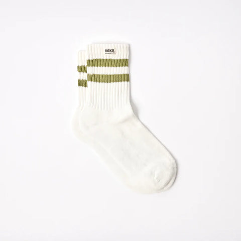 Roka Windsor Avocado Mens Organic Cotton Super Comfy Stylish Stripe Crew Socks