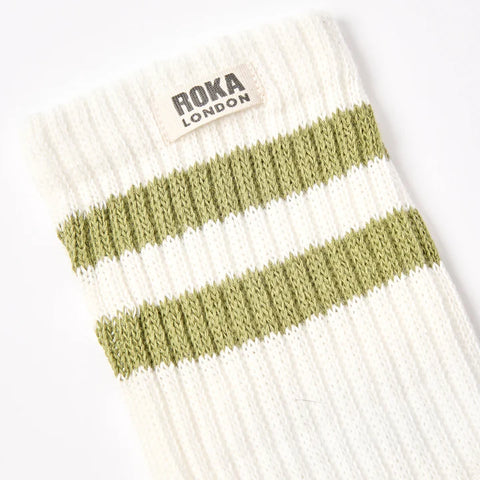 Roka Windsor Avocado Mens Organic Cotton Super Comfy Stylish Stripe Crew Socks