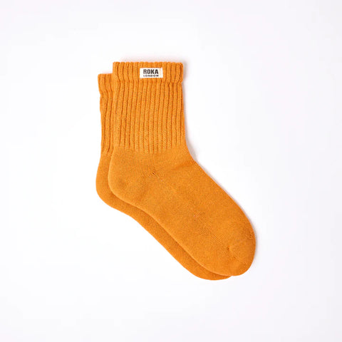 Roka Windsor Burnt Orange Mens Organic Cotton Super Comfy Stylish Crew Socks