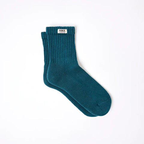 Roka Windsor Teal Mens Organic Cotton Super Comfy Stylish Crew Socks