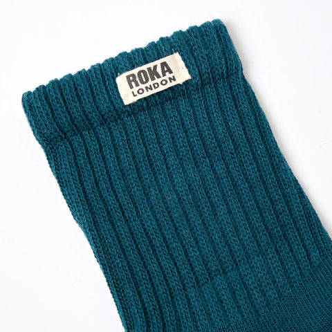 Roka Windsor Teal Mens Organic Cotton Super Comfy Stylish Crew Socks