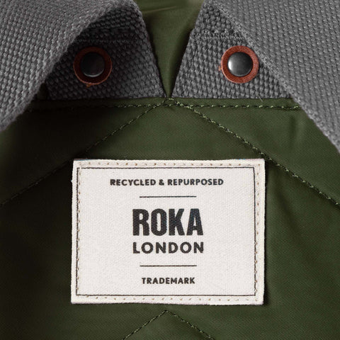 Roka Canfield B Small Avocado Recycled Nylon Roll-top Backpack