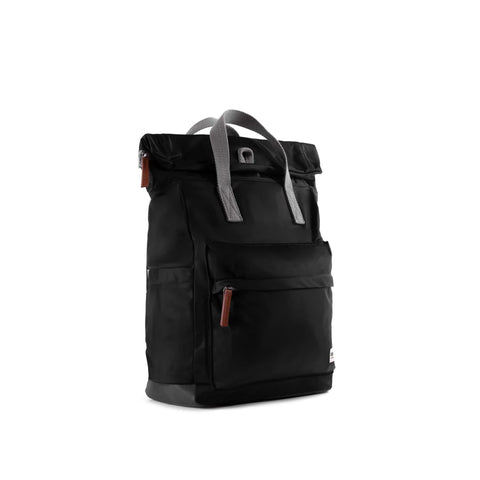 Roka Canfield B Medium Black Recycled Nylon Roll-top Backpack