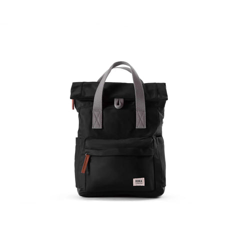 Roka Canfield B Small Black Recycled Nylon Roll-top Backpack