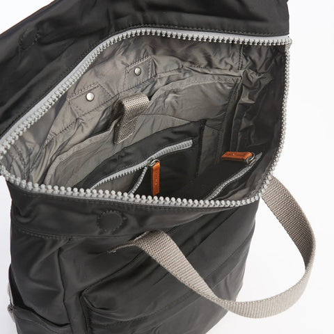 Roka Canfield B Medium Black Recycled Nylon Roll-top Backpack