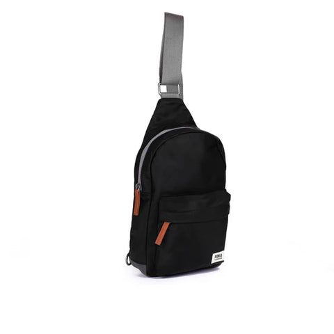 Roka Willesden B Large Sling Black Recycled Nylon Cross Body Bag