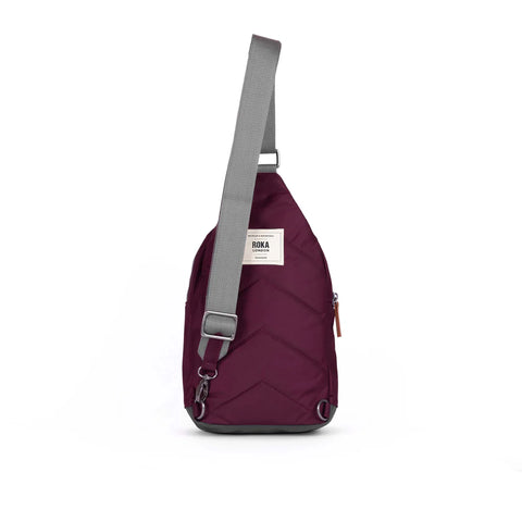 Roka Willesden B Large Plum Recycled Canvas Cross Body Bag