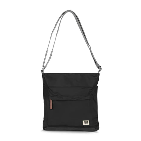 Roka Kennington B Medium Black Recycled Canvas Cross Body Bag