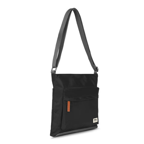Roka Kennington B Medium Black Recycled Canvas Cross Body Bag