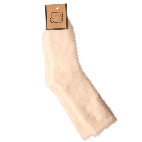Jess And Lou Cream Womens Fluffy Socks