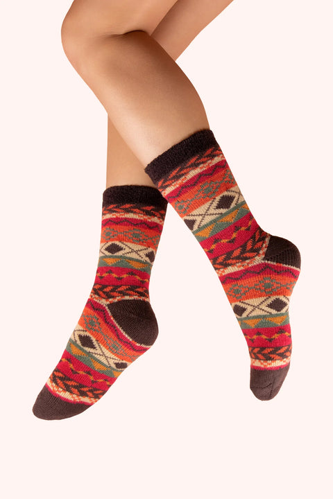 Powder Cosy Fair Isle Socks Russet