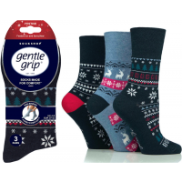 Gentle Grip Womens Festive Fun Gentle Grip Cotton Rich Non Binding HoneyComb Loose Top Socks
