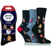 Gentle Grip Womens Festive Fun Gentle Grip Cotton Rich Non Binding HoneyComb Loose Top Socks