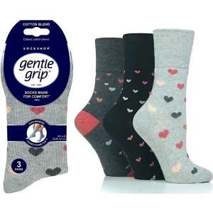 Gentle Grip Womens Cotton Rich Non Binding HoneyComb Loose Top Socks