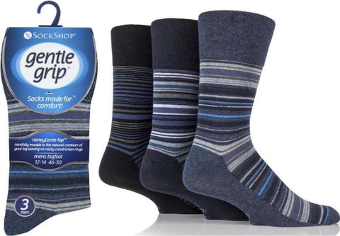 Gentle Grip Mens BigFoot Cotton Rich Non Binding HoneyComb Loose Top Socks