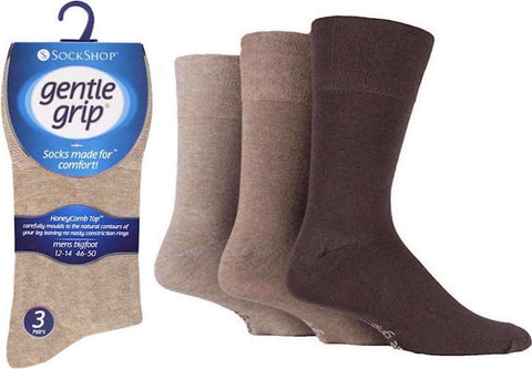 Gentle Grip Mens BigFoot Cotton Rich Non Binding HoneyComb Loose Top Socks