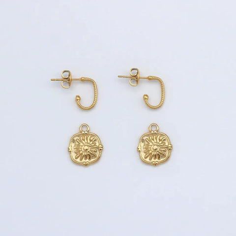 Pineapple Island SSE05 Luna Drop Earrings Steel