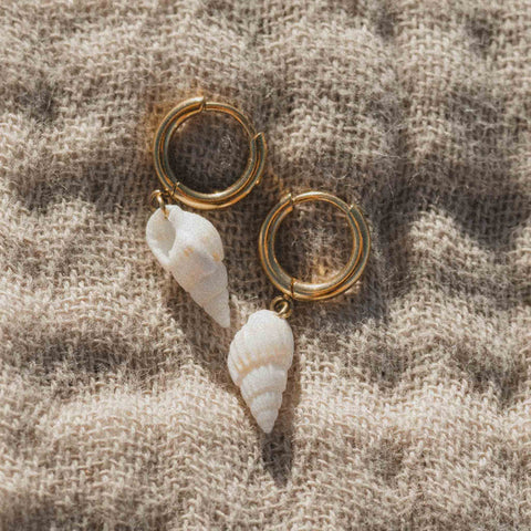 Pineapple Island SSE009 Nusa Dainty Shell Huggie Hoop Earrings