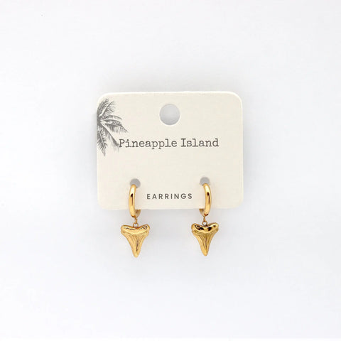 Pineapple Island SSE-016 Shark Tooth Waterproof Hoop Earrings