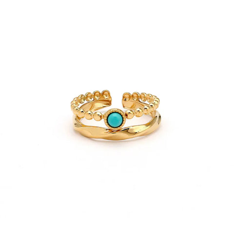 Pineapple Island SSR003 Turquoise Stone Double Ring