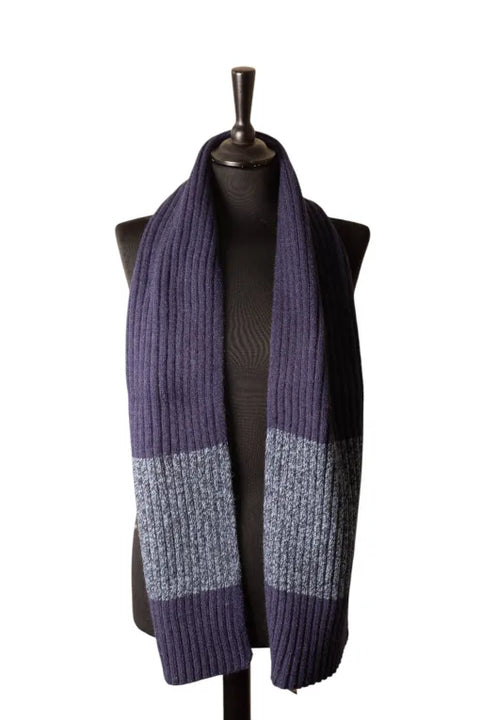 Jess and Lou Blue Marl Womens Rib Knit Scarf
