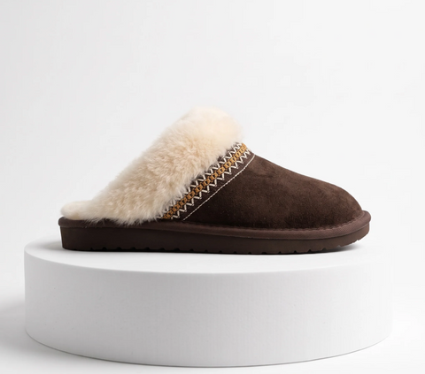 Ella Taylor Brown Womens Faux Fur Lined Slippers