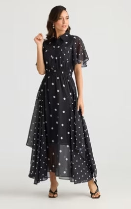 Brave + True Bella Dress Black White Spot BT25388