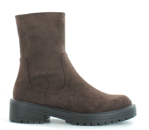Ella Jade Brown Faux Suede Womens Chunky Stretch Ankle Boots