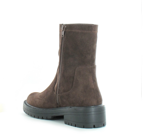 Ella Jade Brown Faux Suede Womens Chunky Stretch Ankle Boots