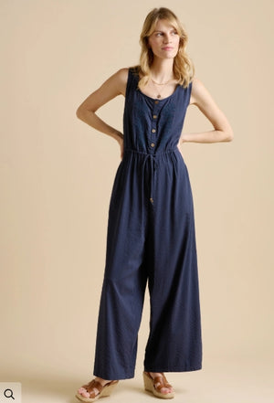 Brakeburn  Tie Embroidered Jumpsuit
