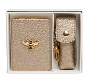 Alice Wheeler Oblong Compact Mirror & Lipstick Holder Gift Set Bronze