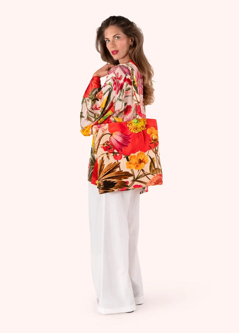 Powder Fine Flowers Cotton Velvet Tote TOT26