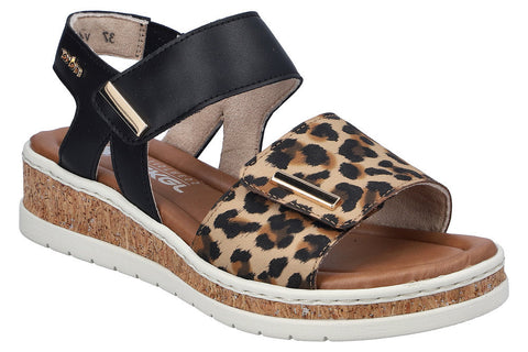 Rieker V4181-00 Black Combination Womens Casual Comfort Slingback Sandals