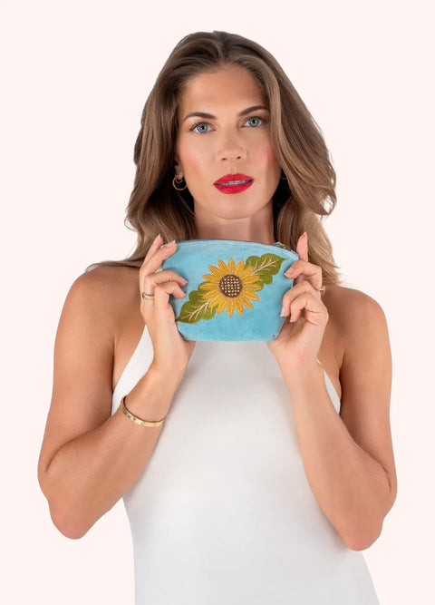 Powder Velvet Mini Pouch Summer Sunflower VMP38