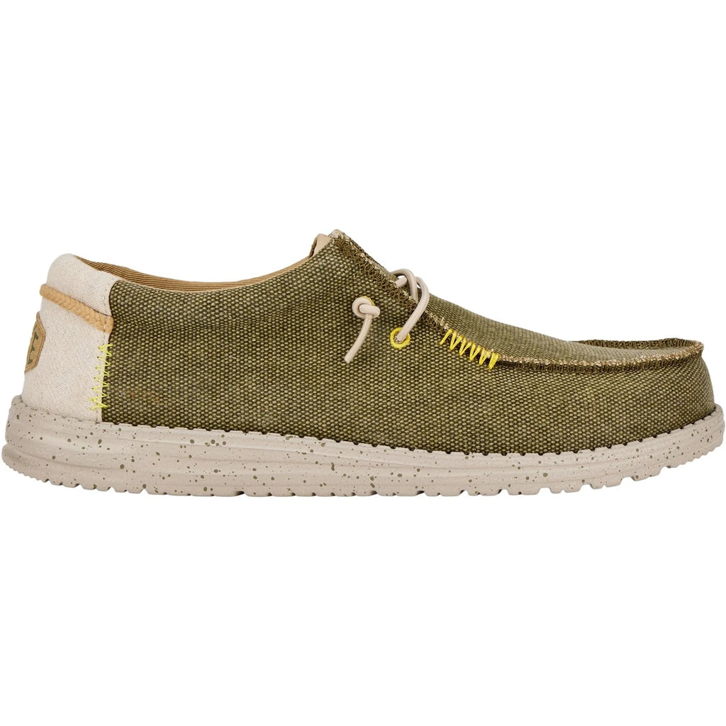 Hey Dude Wally Coastline Jute Olive Men's Slip On Textile Canvas Shoes