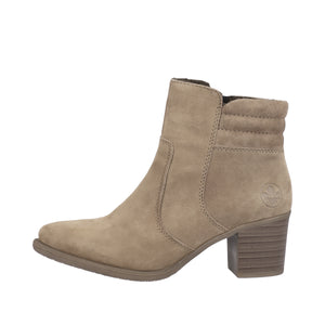 Rieker Y2058-24 Tan Taupe Womens Comfort Zip Up Heeled Ankle Boots