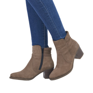 Rieker Y2058-24 Tan Taupe Womens Comfort Zip Up Heeled Ankle Boots