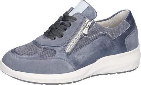 Waldlaufer 831004 501 524 M-Tonia Ausi Pearl Master Rea Jeans Sky Womens M Fitting Zip Up Lace Up H Fitting Leather Trainers