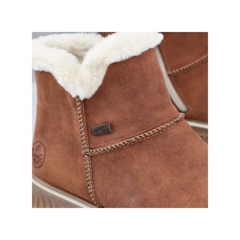 Rieker 74260-25 Brown Womens Water Resistant Warm Lining Casual Comfort Zip Up Ankle Boots