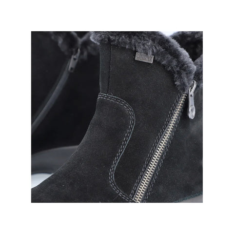 Rieker L7162-00 Black Womens Water Resistant Warm Lining Casual Comfort Zip Up Ankle Boots