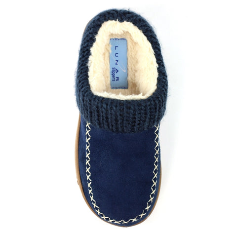 Lunar KLA080 Albany Navy Womens Comfort Slip On Mule Slippers